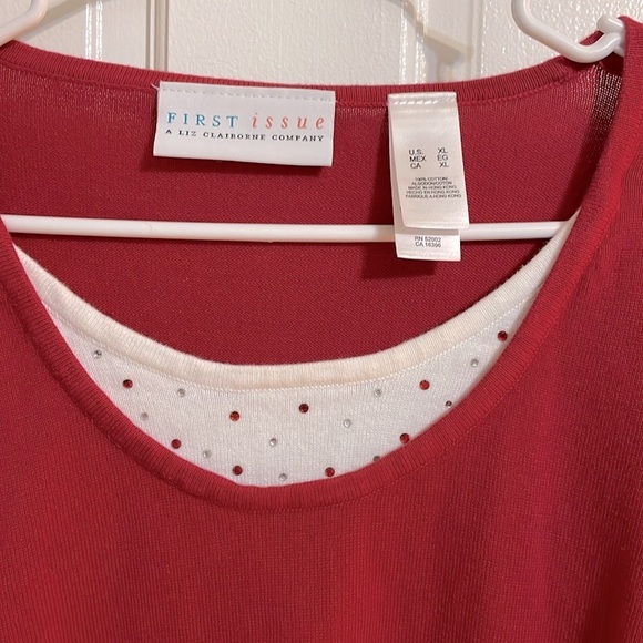 First Issue Liz Claiborne Red sweater top,Size XL - Picture 3 of 8